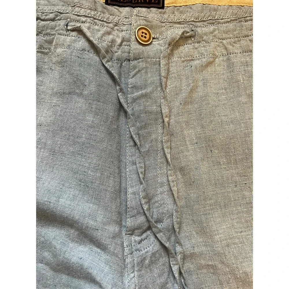 Jos‎ A Bank Reserve Mn 36x30 Light Blue 100% Linen Drawstring Waist Straight Pan